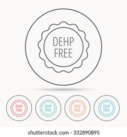 DEHP free icon. Non-toxic plastic sign. Linear circle icons.
