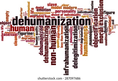 Dehumanization word cloud concept. Vector illustration