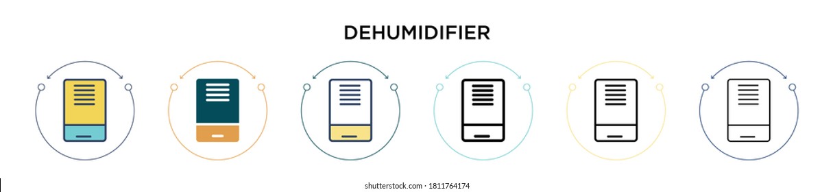 Dehumidifier icon in filled, thin line, outline and stroke style. Vector illustration of two colored and black dehumidifier vector icons designs can be used for mobile, ui, web