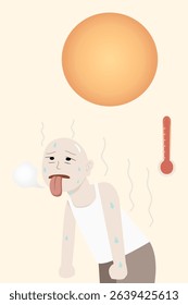 Dehydrated Man Overwhelmed by Heat – Sweat Profile for Heatstroke Safety Illustration