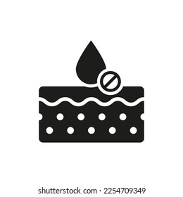 Dehydrated Skin Face Silhouette Icon. Rough Dry Sensitive Skin Treatment Glyph Pictogram. Water Drop Dehydration Concept Icon. Moisture Skincare. Isolated Vector Illustration.