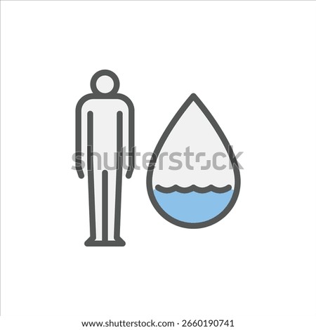 Dehydration filled outline icon. Human Dehydration color line illustration.