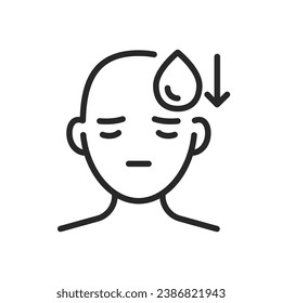 Dehydration Headache Reason Icon. Vector Editable Isolated Sign Illustrating the Common Causes of Head Pain Due to Lack of Water Intake.