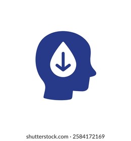 dehydration icon with a human head and water drop