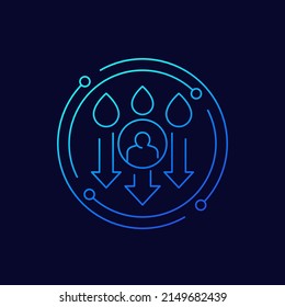 dehydration icon, low body water, linear design