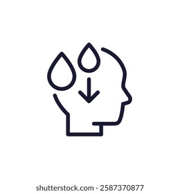 dehydration line icon, loss of body water