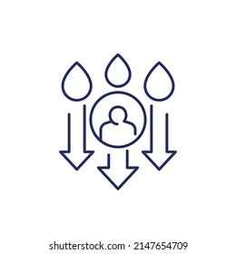 Dehydration Line Icon, Low Body Water