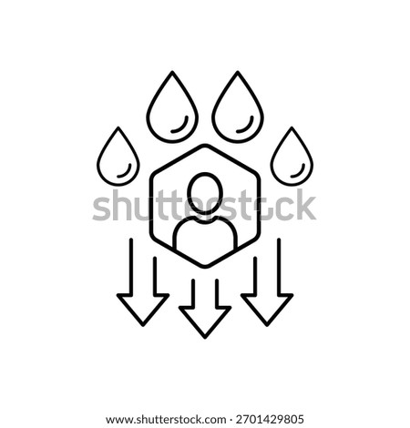 dehydration line icon, low body water