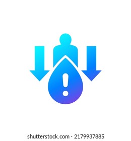 dehydration, low body water icon on white