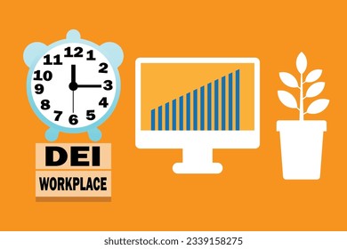 DEI diversity equity inclusion Workplace symbol. Blocks with words DEI Workplace on beautiful orange background. Business DEI diversity equity inclusion Workplace concept. Copy space.