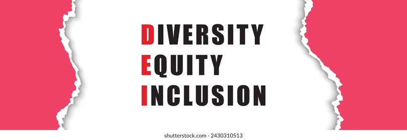 DEIB, Diversity, Equity, Inclusion  Belonging. under Ripped Paper blue backdround. D diversity, E equity, I inclusion, and B belonging. Business marketing visual slide presentation