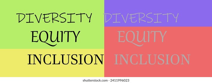 Letras DEIB sobre fondo de color. Diversidad, equidad e inclusión ilustraciones escritas letras de arte afiche de fondo, banner, impresión.