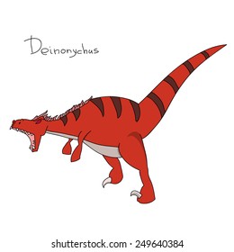 Deinonichus. Cartoon dinosaur characters series.