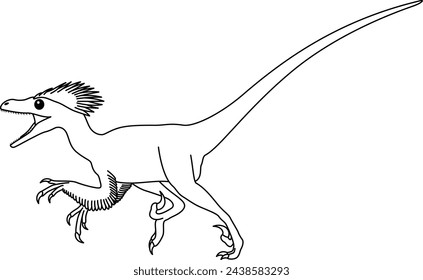 Deinonychus coloring page. Cute flat dinosaur isolated on white background