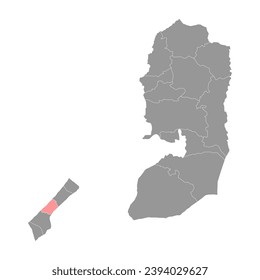 Deir al Balah Governorate map, administrative division of Palestine. Vector illustration.