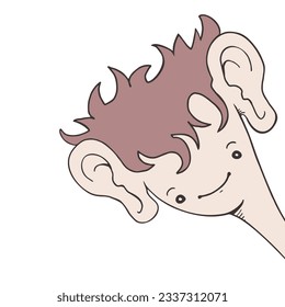 Deisgn of funny big ears boy draw