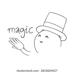 Deisgn of funny magician face draw