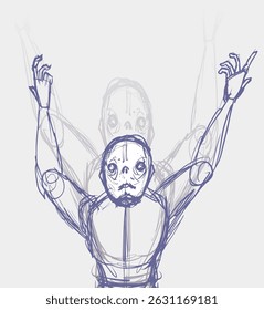 Deisgn of imaginative sketch man illustration
