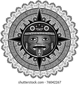 Deity of the sun of Indians of aztecs for a background in a vector