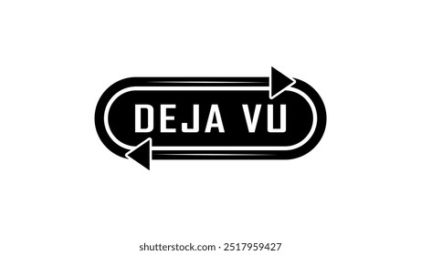 Deja Vu lettering , black isolated silhouette