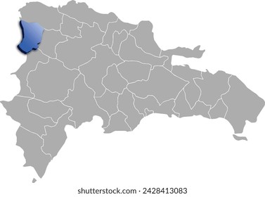 DEJABON DEPARTMENT MAP STATE OF Dominican Republic 3D ISOMETRIC MAP