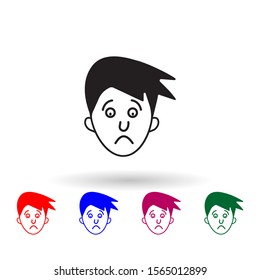 Dejection on the face multi color icon. Simple glyph, flat vector of facial expressions icons for ui and ux, website or mobile application
