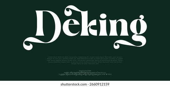 Deking fonte digital abstrata moderna da tecnologia. Fonte criativa logotipo, tipo, tecnologia, filme, digital, música, filme. Fonte e ilustração em formato vetorial.