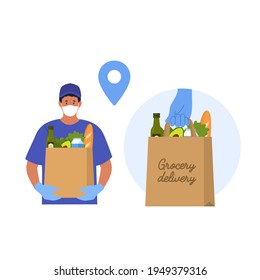Un hombre muy listo. Entrega segura. Envío de compras. Vector