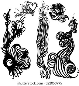 deklorativnyh set of elements. graphics . tattoo. floral elements