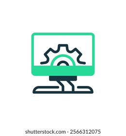 Dekstop Computer Two Tone Color Icon. linear style sign for mobile concept and web design. Outline vector icon.