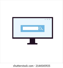 Dekstop con diseño de ilustración vectorial de icono de búsqueda de páginas
