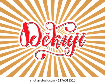 Dekuji Lettering Translate Czech Thank You Stock Vector (Royalty Free ...