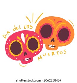 Día del los muertos. Day of the dead. Brazilian Portuguese Hand Lettering Calligraphy. Vector.