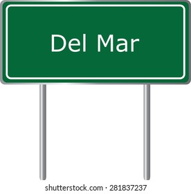 Del Mar , California, road sign green vector illustration, road table, USA city