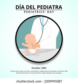 Día del pediatra or pediatrics' day background with pediatrician examine a baby