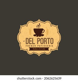 Del Porto cafe logo with coffee cup.