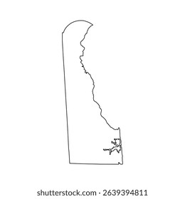 Delaware administrative map outlines isolated white background