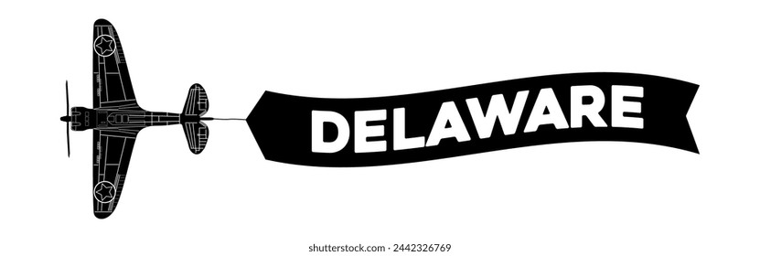 Delaware advertisement banner is attached to the plane