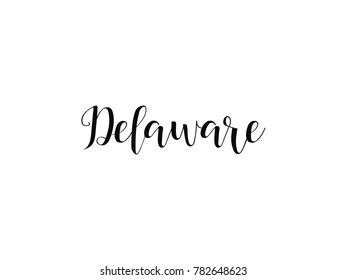 Delaware. American state. Lettering. element for flyers, banner, postcards and posters. Hand drawn vector illustration. Modern calligraphy. 
