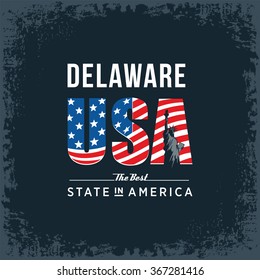 Delaware best state in America, black, vintage vector illustration