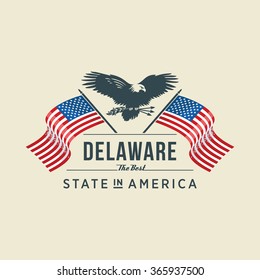 Delaware best state in America, eagle white, vector illustration