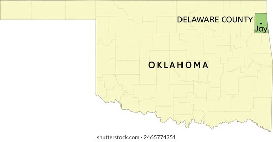 Delaware County and city of Jay location on Oklahoma state map