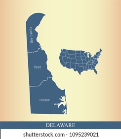 Delaware County Map Names Labeled Delaware Stock Vector (Royalty Free ...