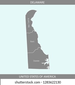 Delaware county map vector outline gray background. Delaware map of Arizona state of USA in a creative design