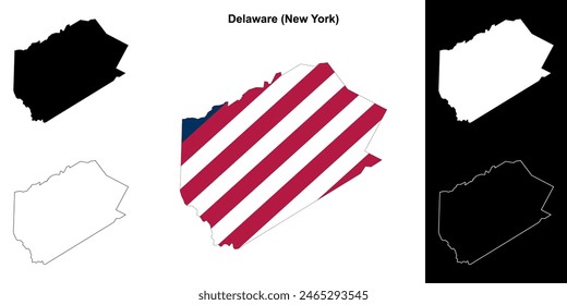 Delaware County (New York) outline map set