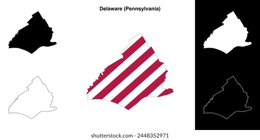 Delaware County (Pennsylvania) outline map set