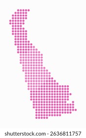 Delaware dotted map. Digital style map of the state on white background. Delaware shape with circle dots. Colored dots style. Large size circles. Creative vector illustration.