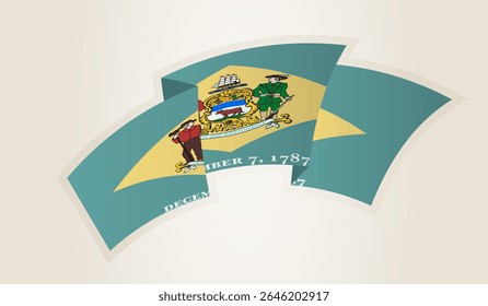 Bandeira de Delaware em forma de fita abstrata, símbolo nacional do Delaware. Este vetor é ideal para uso em eventos nacionais, Dia da Independência, competições desportivas internacionais.