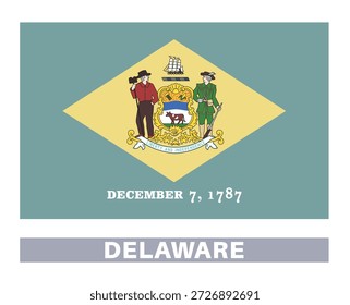 Bandera Delaware. Banderas del Estado americano en colores y proporciones oficiales