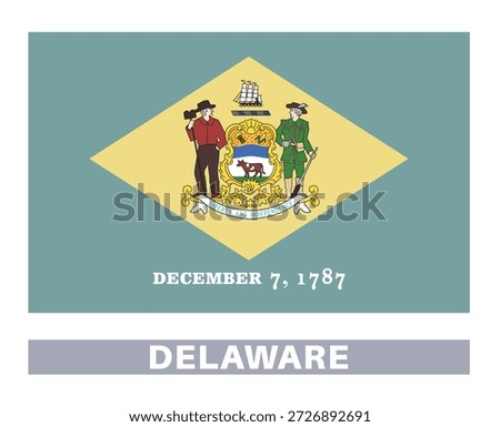 delaware flag. American state flags in official colors and proportions